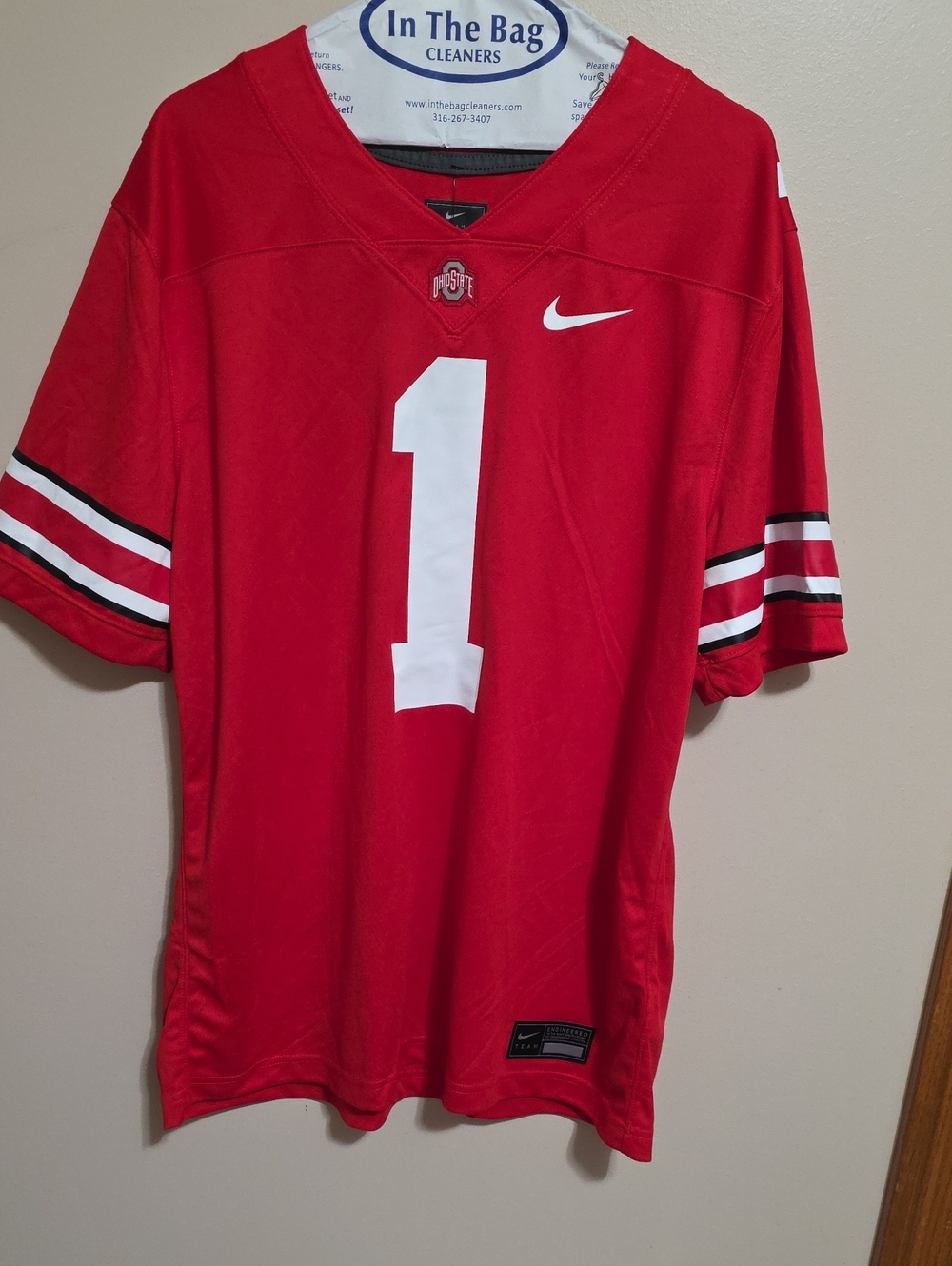 Nike Red and White OHIO Men’s Football Jersey #1